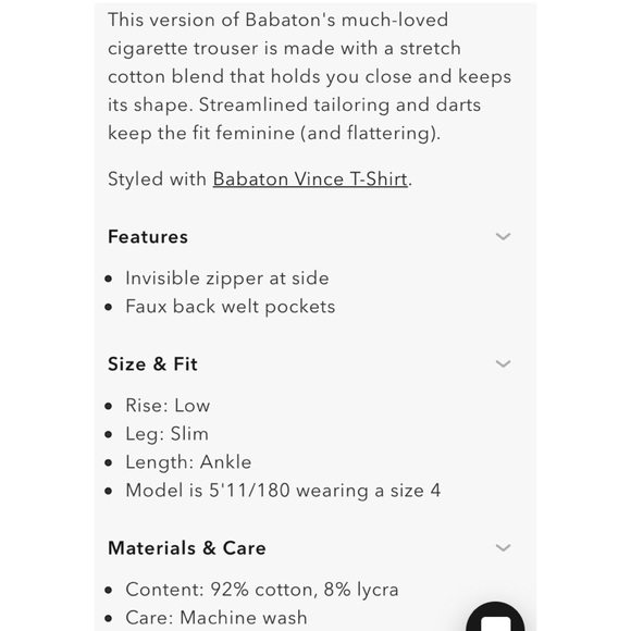 Aritzia T. Babaton Elliot Pant in Blue 00 - Picture 2 of 4